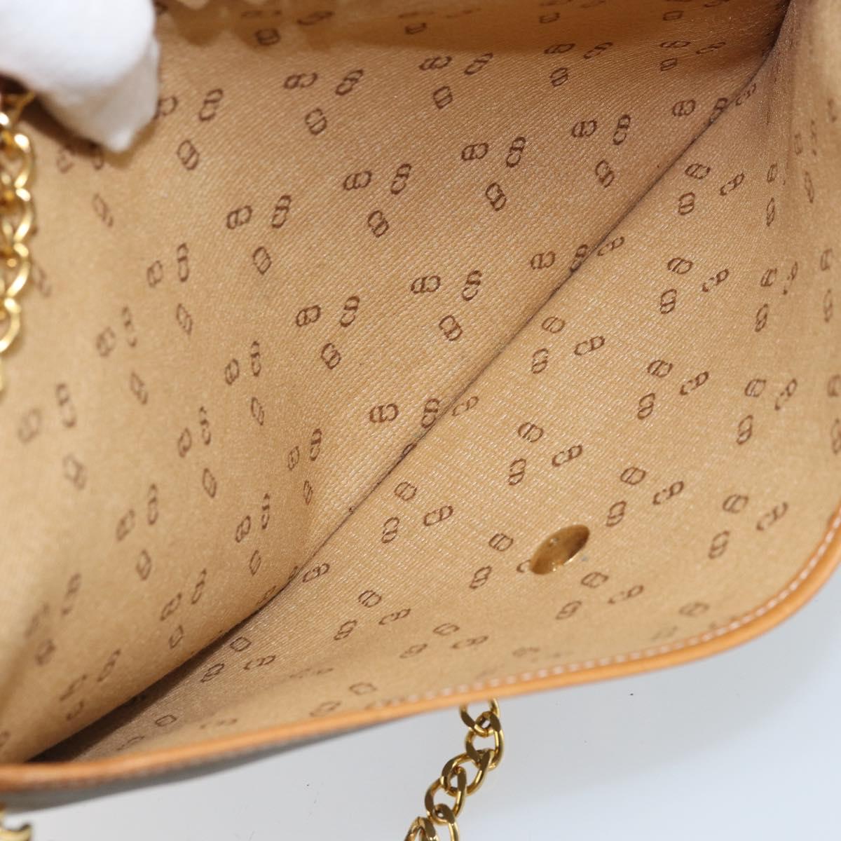 Christian Dior Chain Shoulder Bag Coated Canvas Gray Gold Auth 172247