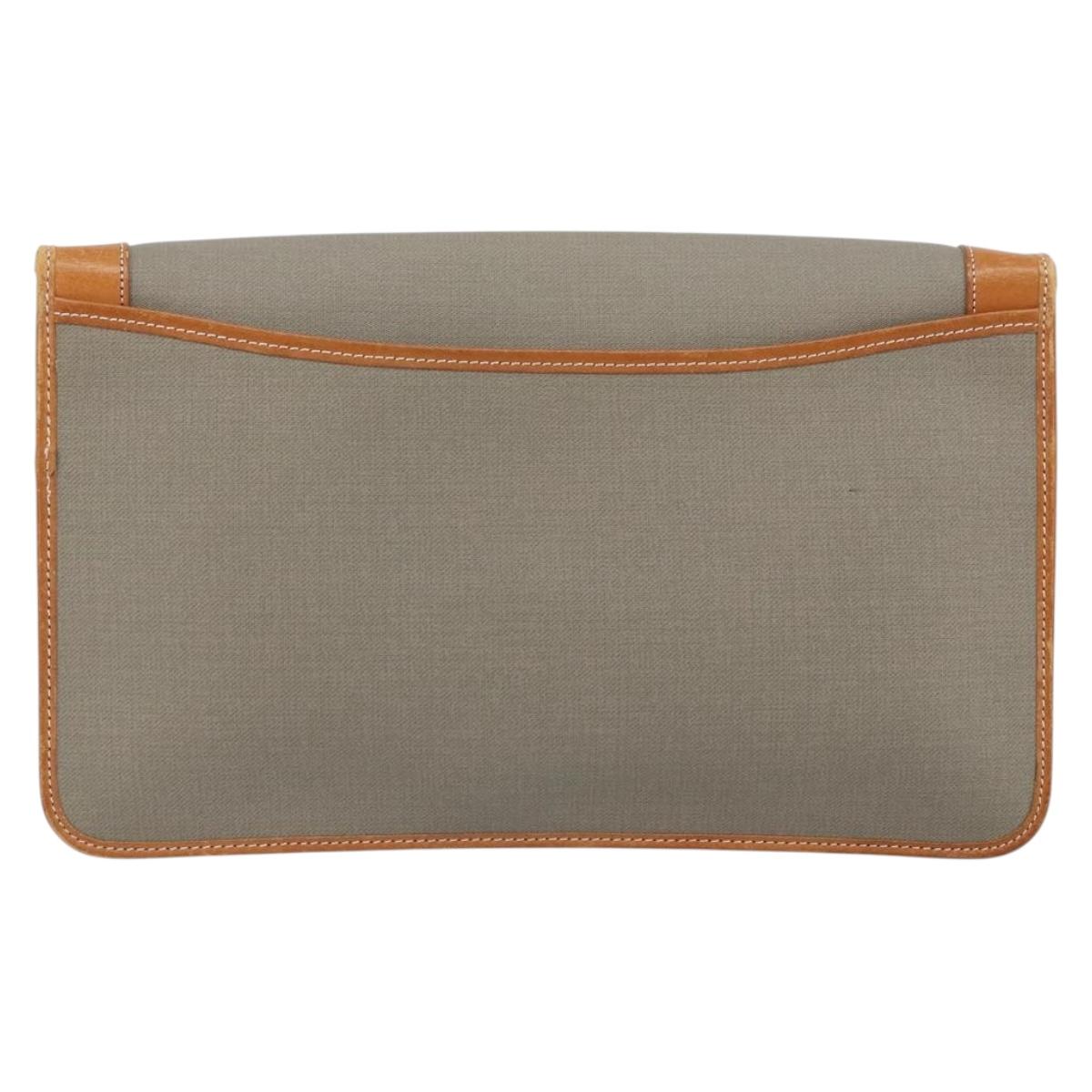 Christian Dior Chain Shoulder Bag Coated Canvas Gray Gold Auth 172247