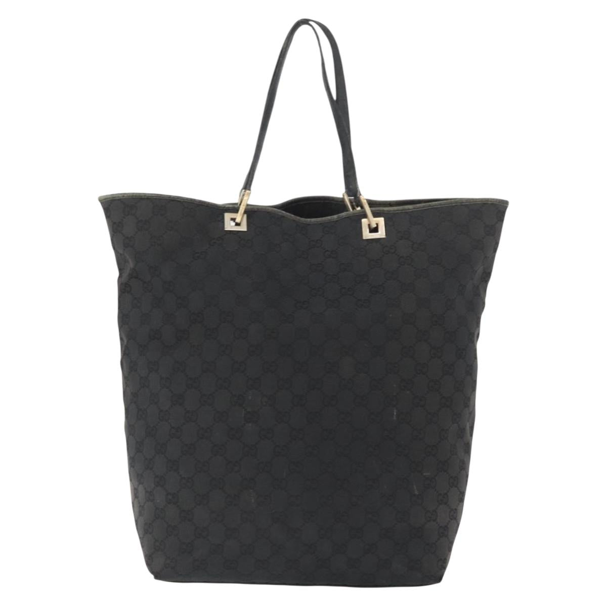GUCCI GG Canvas Tote Bag Black Gold 002 1097 Auth 172254