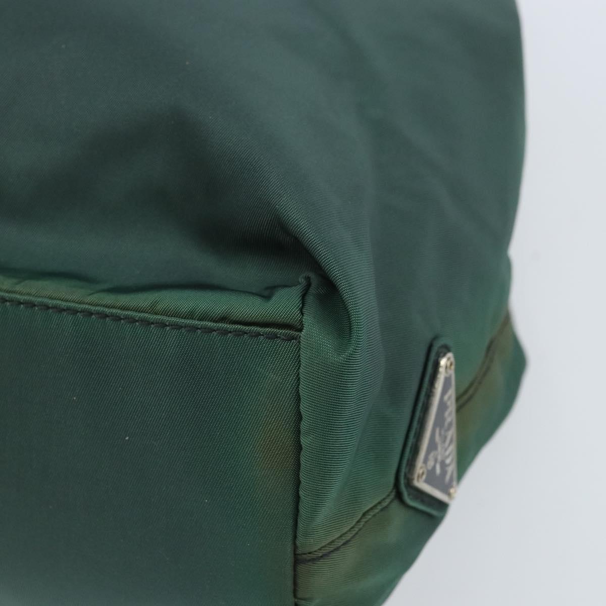 PRADA Hand Bag Nylon Green Silver Auth 172255