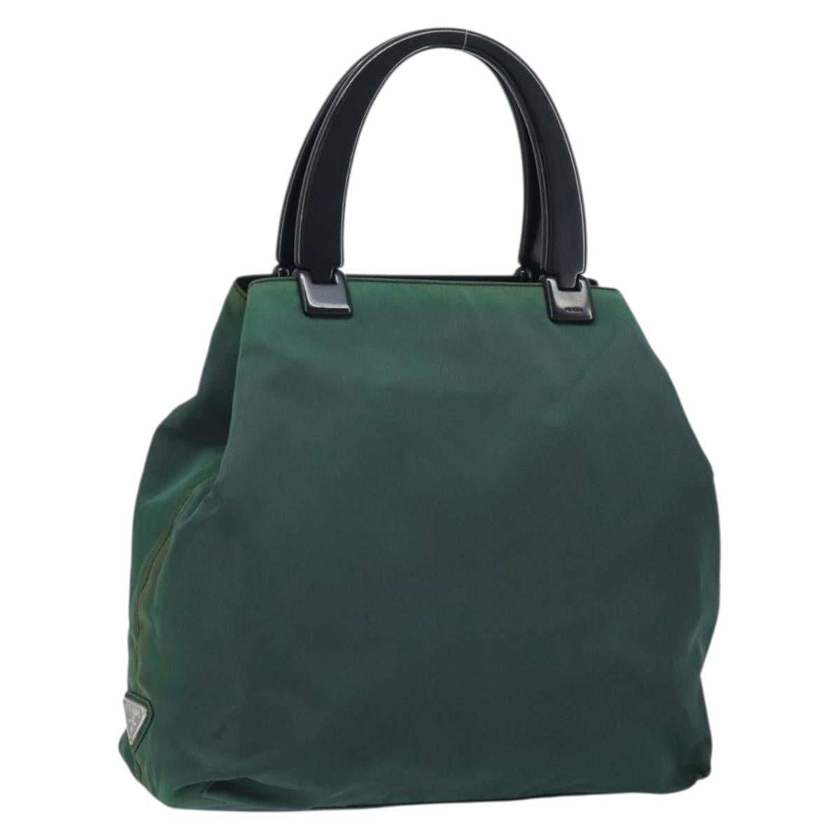PRADA Hand Bag Nylon Green Silver Auth 172255