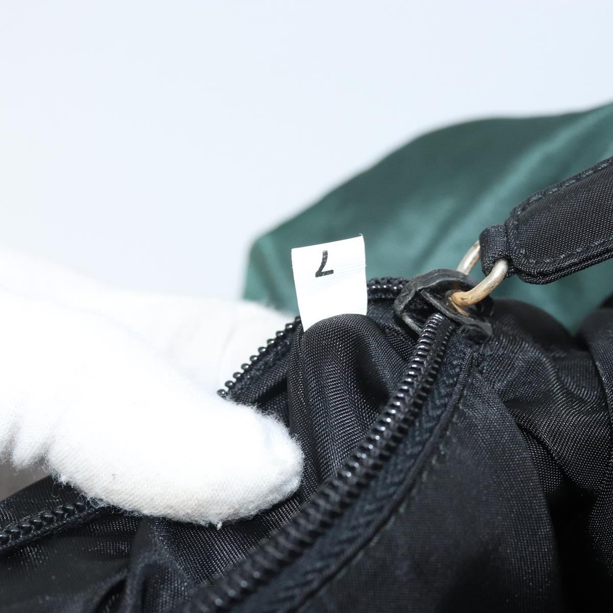 PRADA Hand Bag Nylon Green Silver Auth 172255