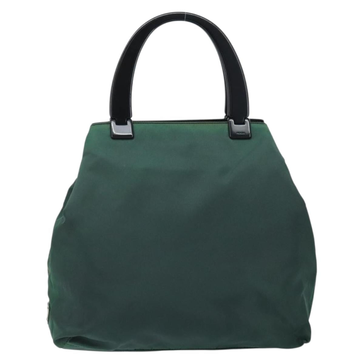PRADA Hand Bag Nylon Green Silver Auth 172255