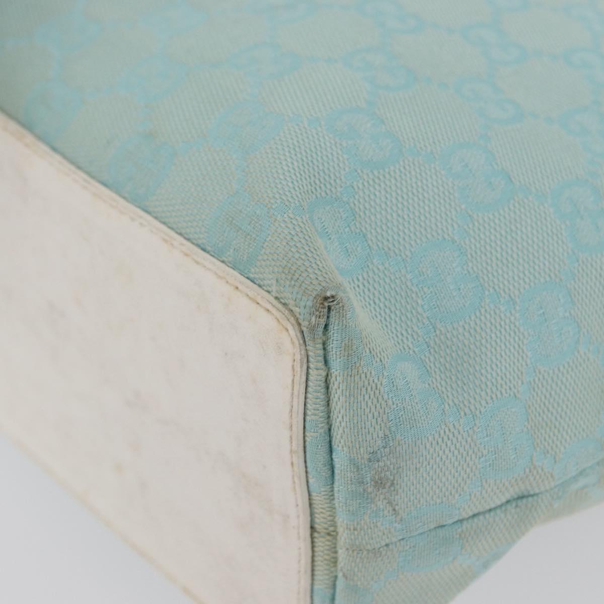GUCCI GG Canvas Tote Bag Gold Light Blue 002 1099 Auth 172258