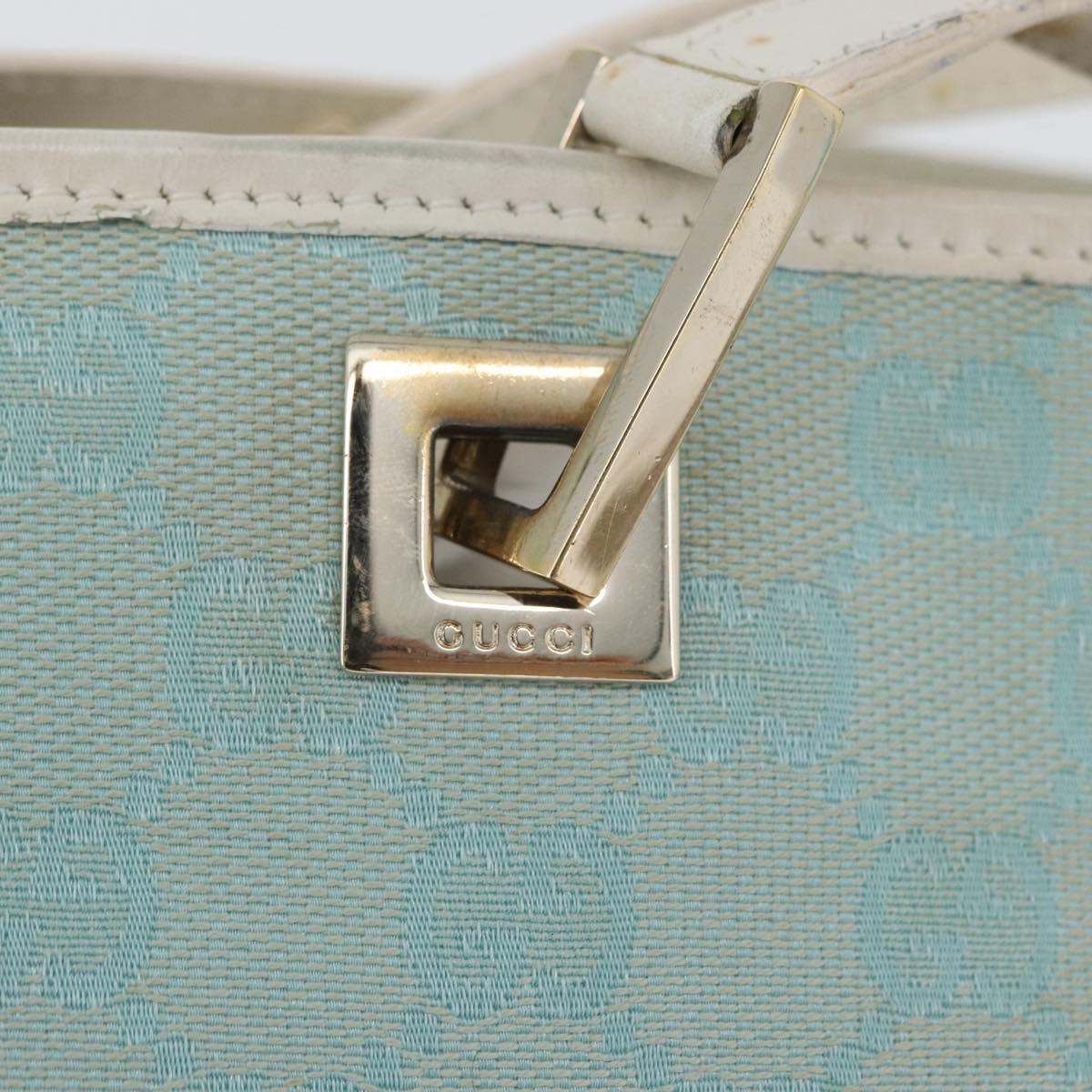 GUCCI GG Canvas Tote Bag Gold Light Blue 002 1099 Auth 172258