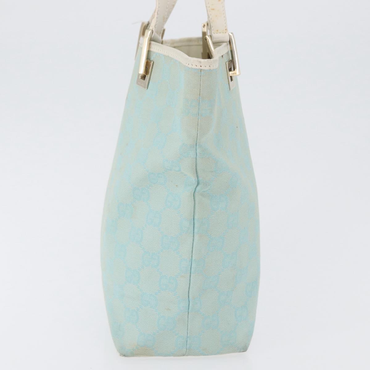 GUCCI GG Canvas Tote Bag Gold Light Blue 002 1099 Auth 172258