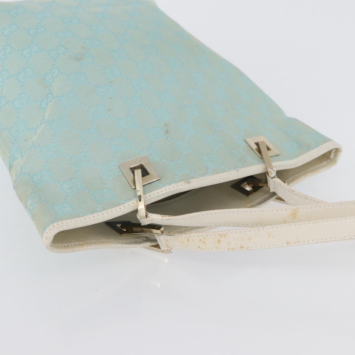 GUCCI GG Canvas Tote Bag Gold Light Blue 002 1099 Auth 172258