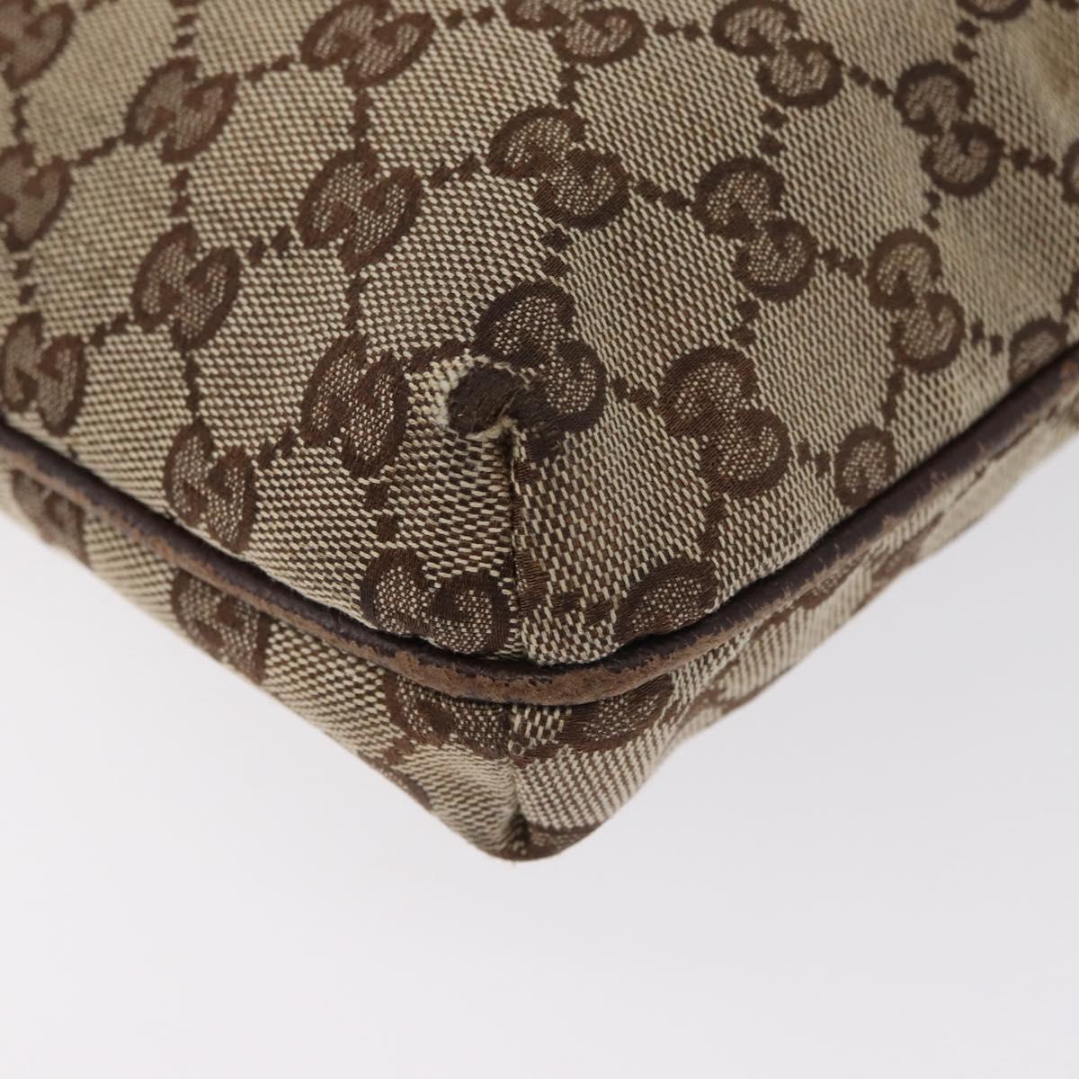 GUCCI GG Canvas Shoulder Bag Beige Silver 122793 Auth 172259