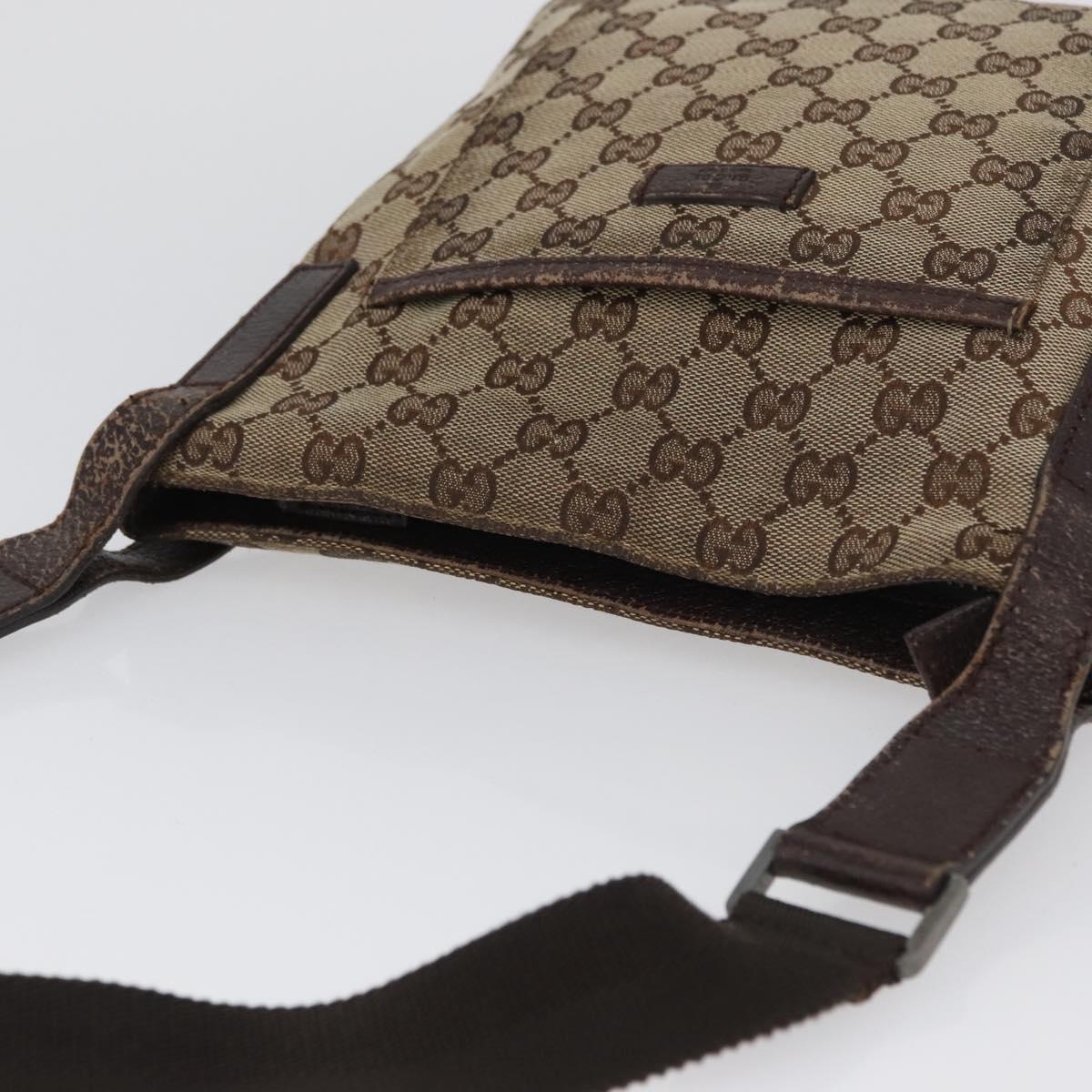 GUCCI GG Canvas Shoulder Bag Beige Silver 122793 Auth 172259