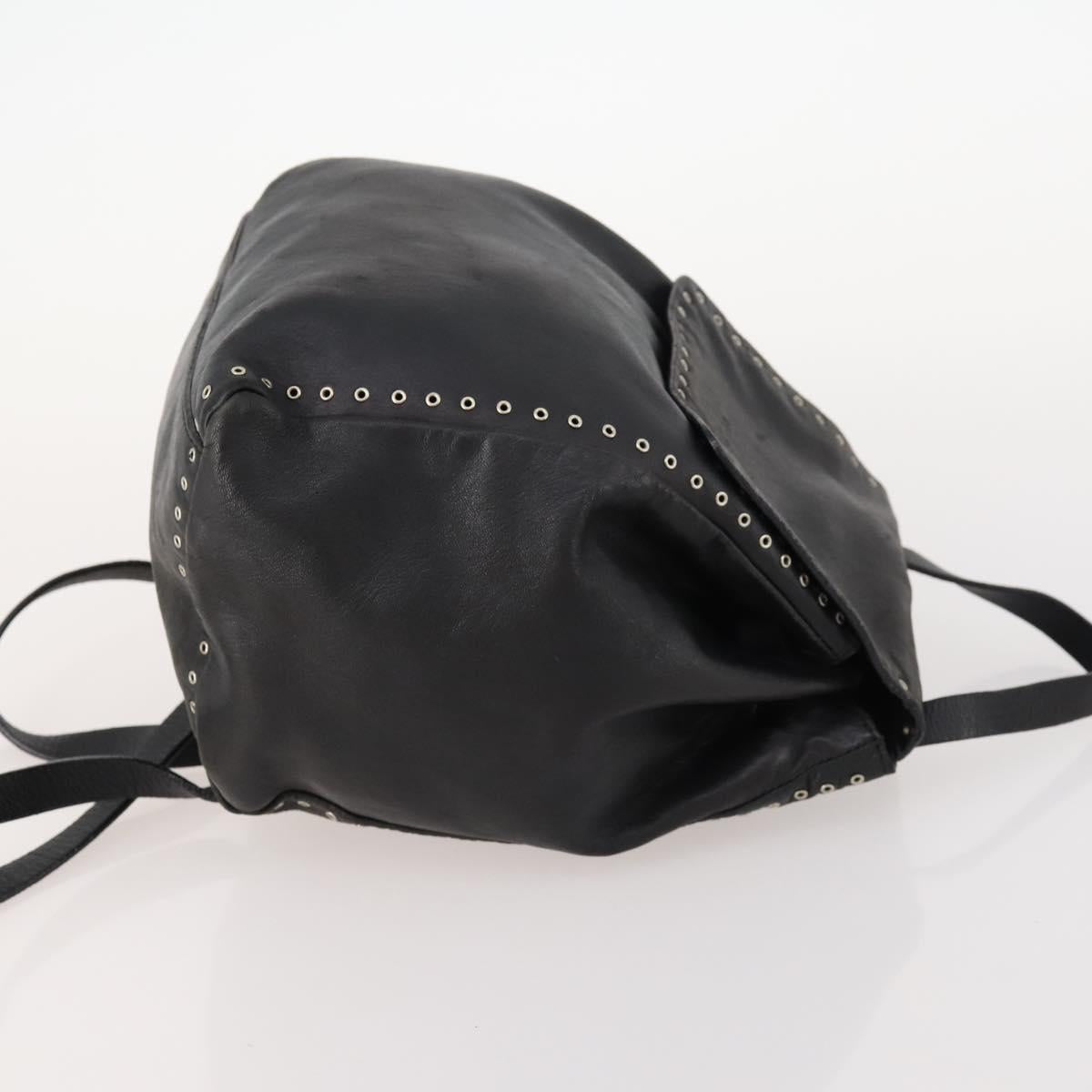 PRADA Backpack Leather Black Silver Auth 172261
