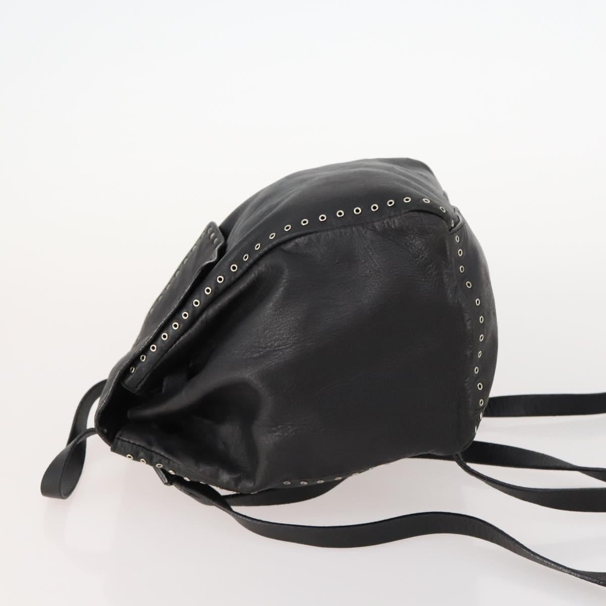 PRADA Backpack Leather Black Silver Auth 172261