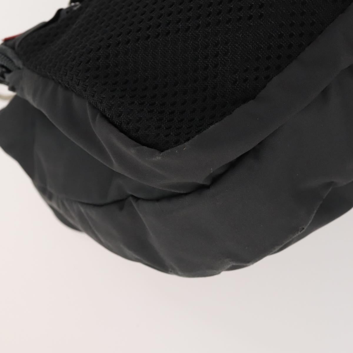 PRADA Sports Body Bag Nylon Black Silver Auth 172262