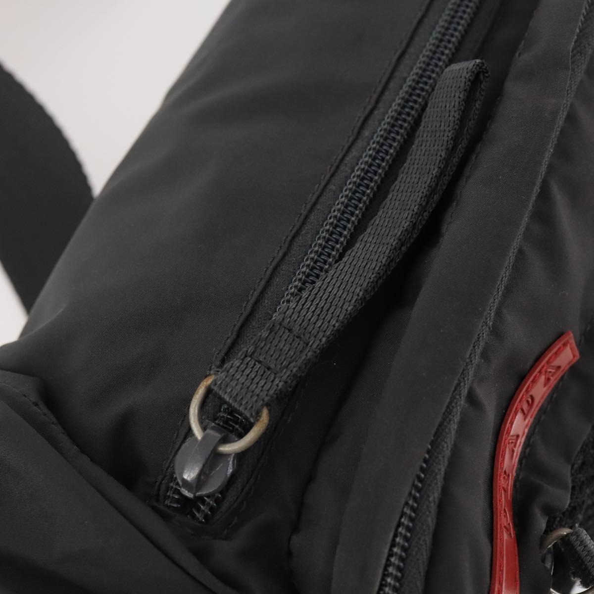 PRADA Sports Body Bag Nylon Black Silver Auth 172262