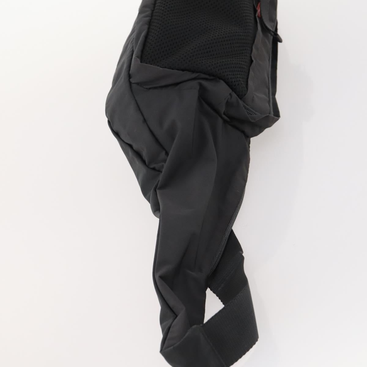 PRADA Sports Body Bag Nylon Black Silver Auth 172262