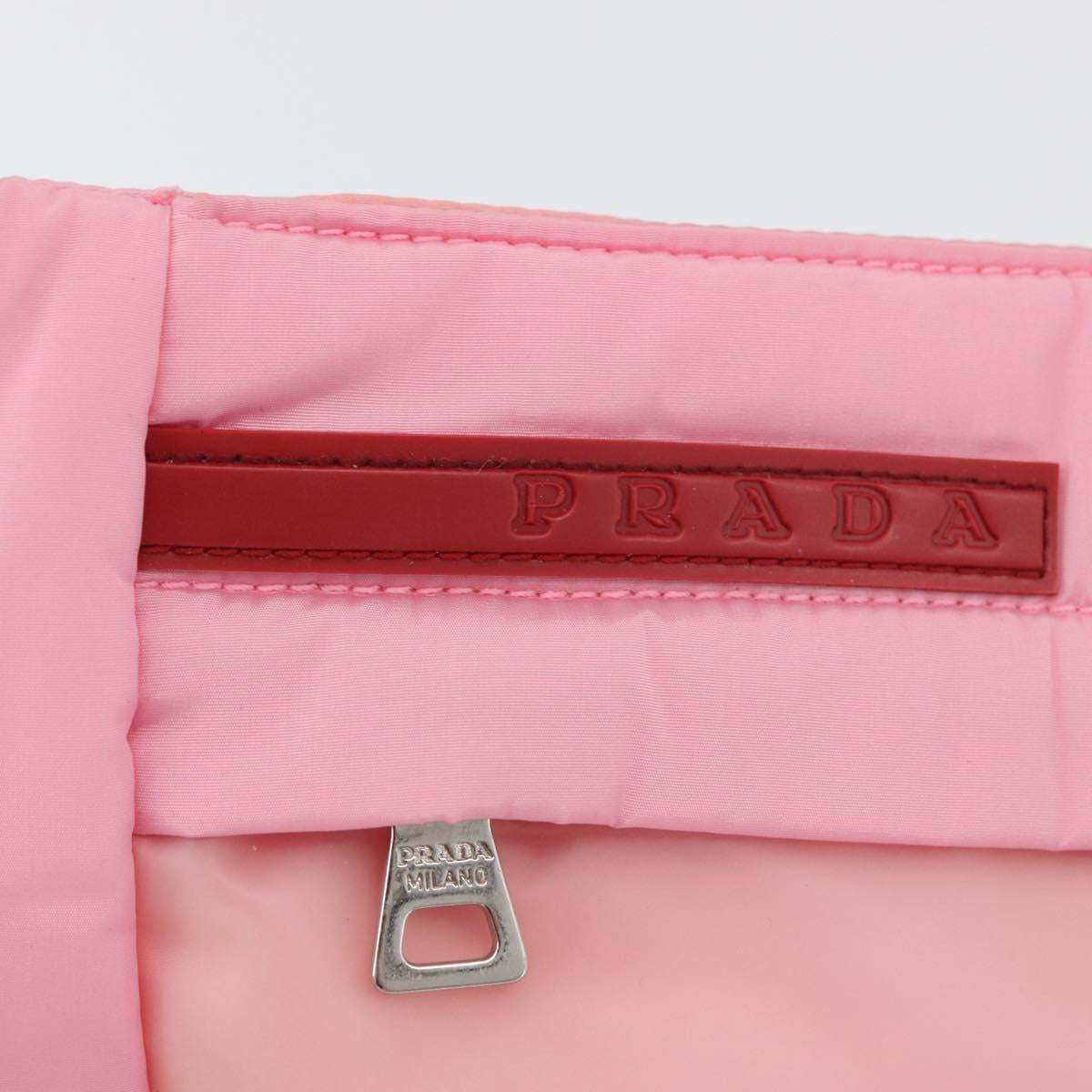 PRADA Sports Body Bag Nylon Pink Silver Auth 172263