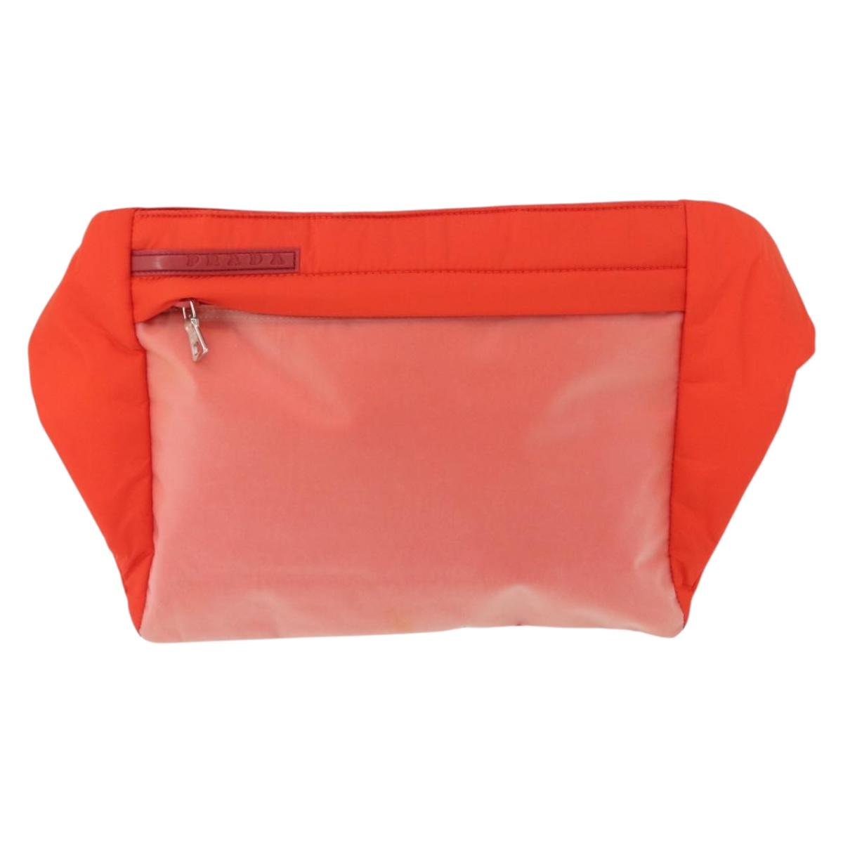 PRADA Sports Body Bag Nylon Orange Silver Auth 172265