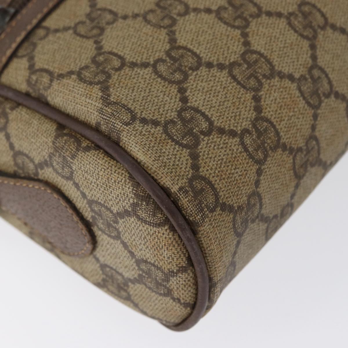 GUCCI GG Supreme Web Sherry Line Shoulder Bag PVC Beige Gold Auth 172270
