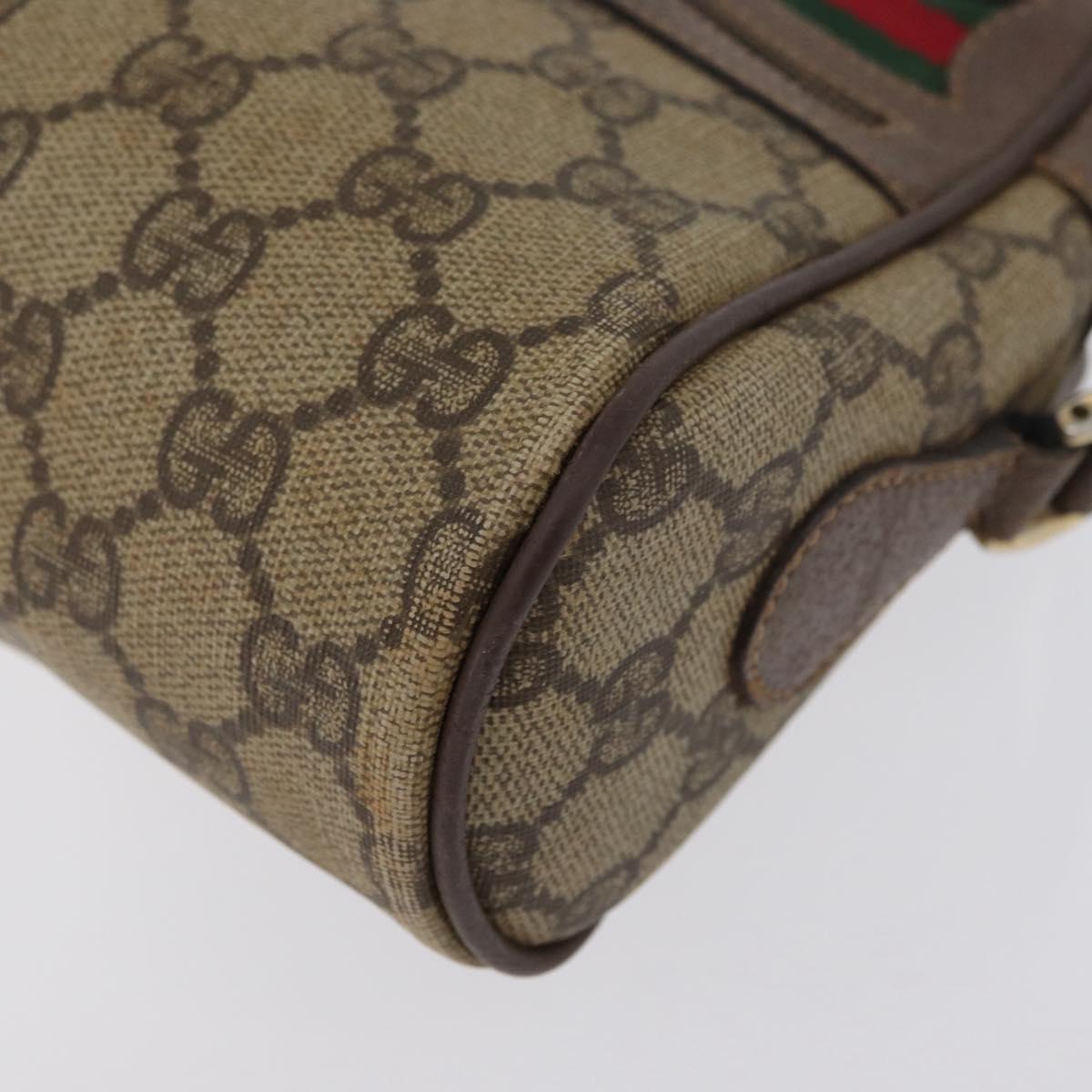 GUCCI GG Supreme Web Sherry Line Shoulder Bag PVC Beige Gold Auth 172270