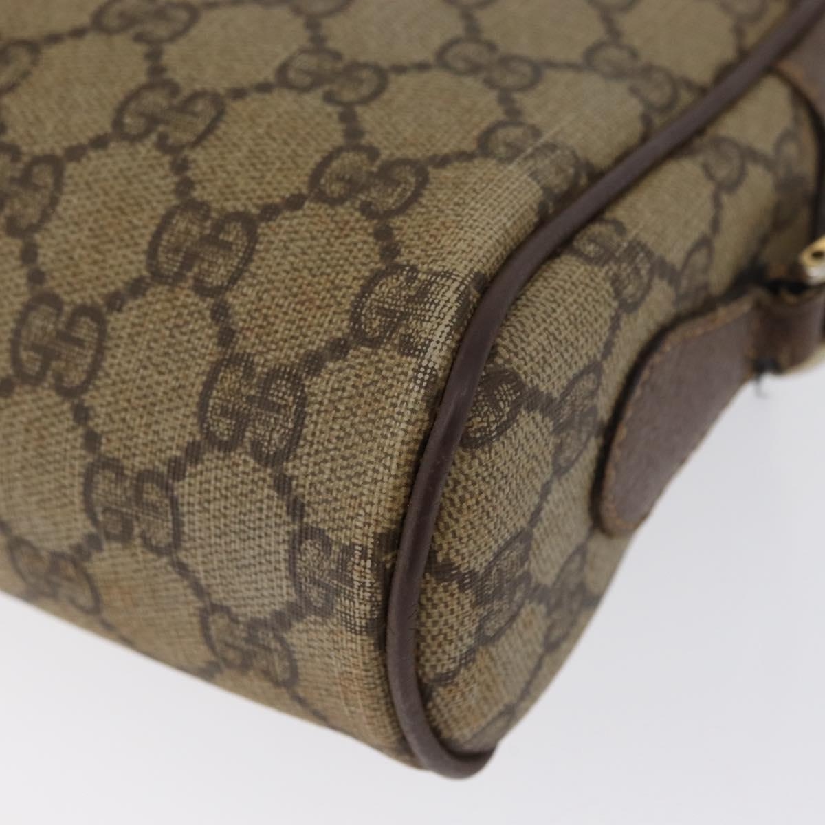GUCCI GG Supreme Web Sherry Line Shoulder Bag PVC Beige Gold Auth 172270