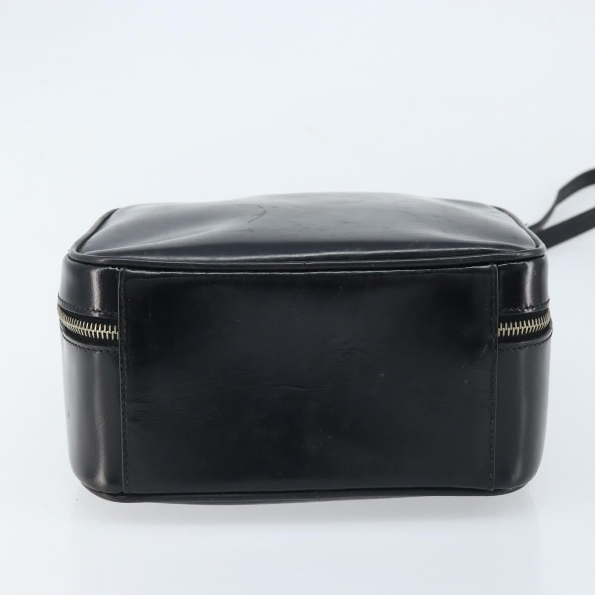 GUCCI Bamboo Hand Bag Patent leather 2way Black Silver Auth 172271