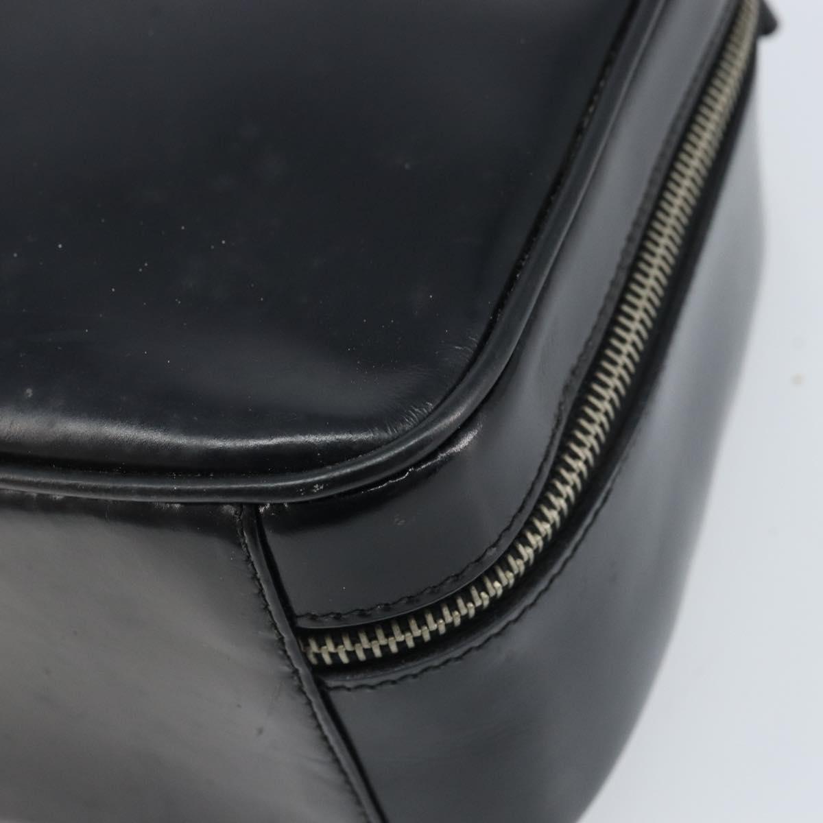 GUCCI Bamboo Hand Bag Patent leather 2way Black Silver Auth 172271