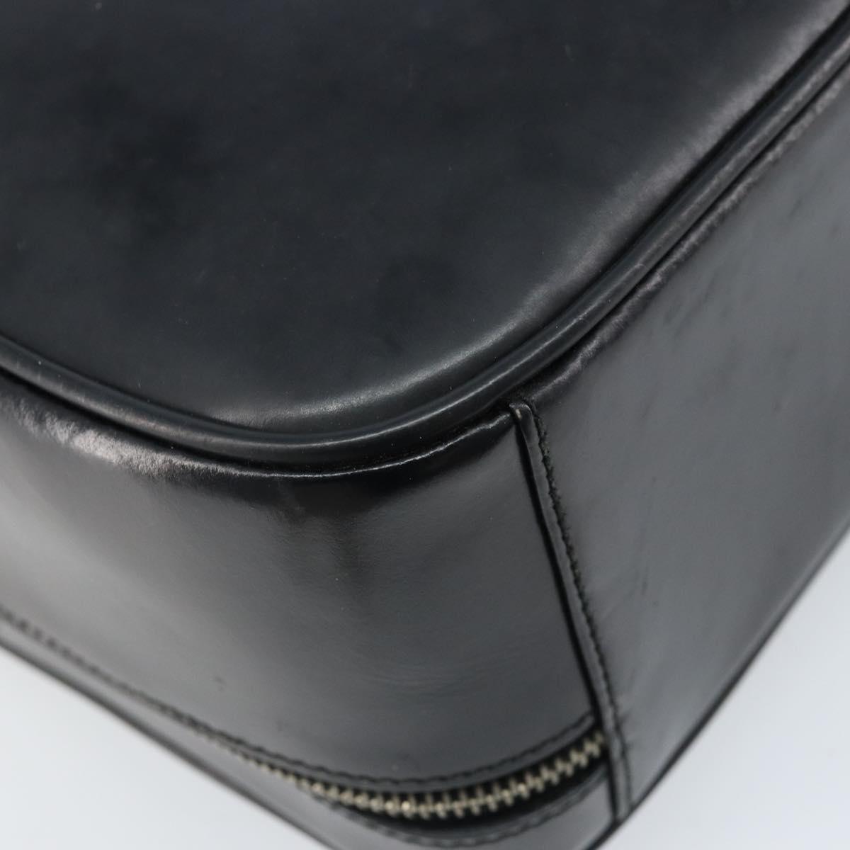 GUCCI Bamboo Hand Bag Patent leather 2way Black Silver Auth 172271