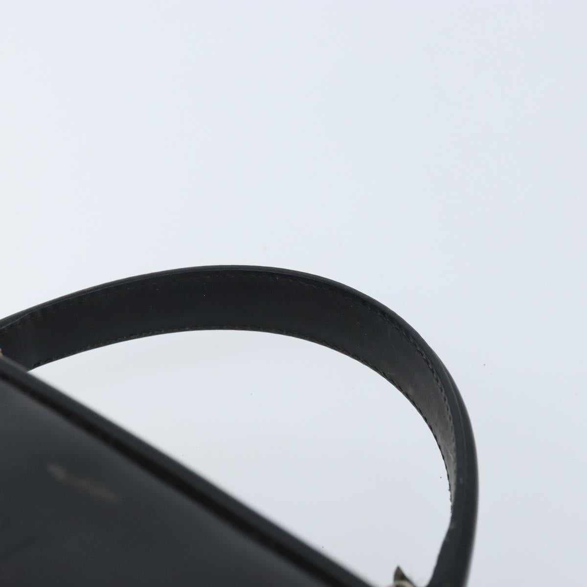 GUCCI Bamboo Hand Bag Patent leather 2way Black Silver Auth 172271