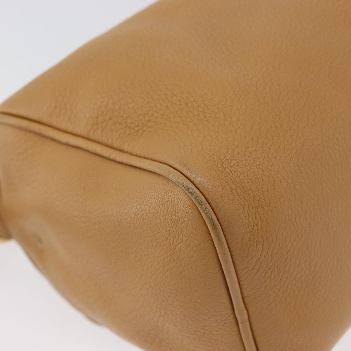 PRADA Shoulder Bag Leather Brown Gold Auth 172272