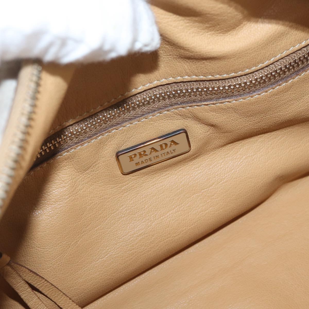 PRADA Shoulder Bag Leather Brown Gold Auth 172272