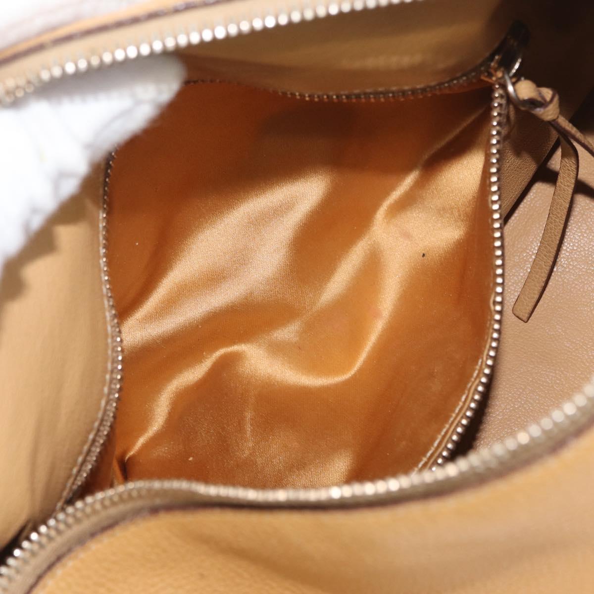 PRADA Shoulder Bag Leather Brown Gold Auth 172272