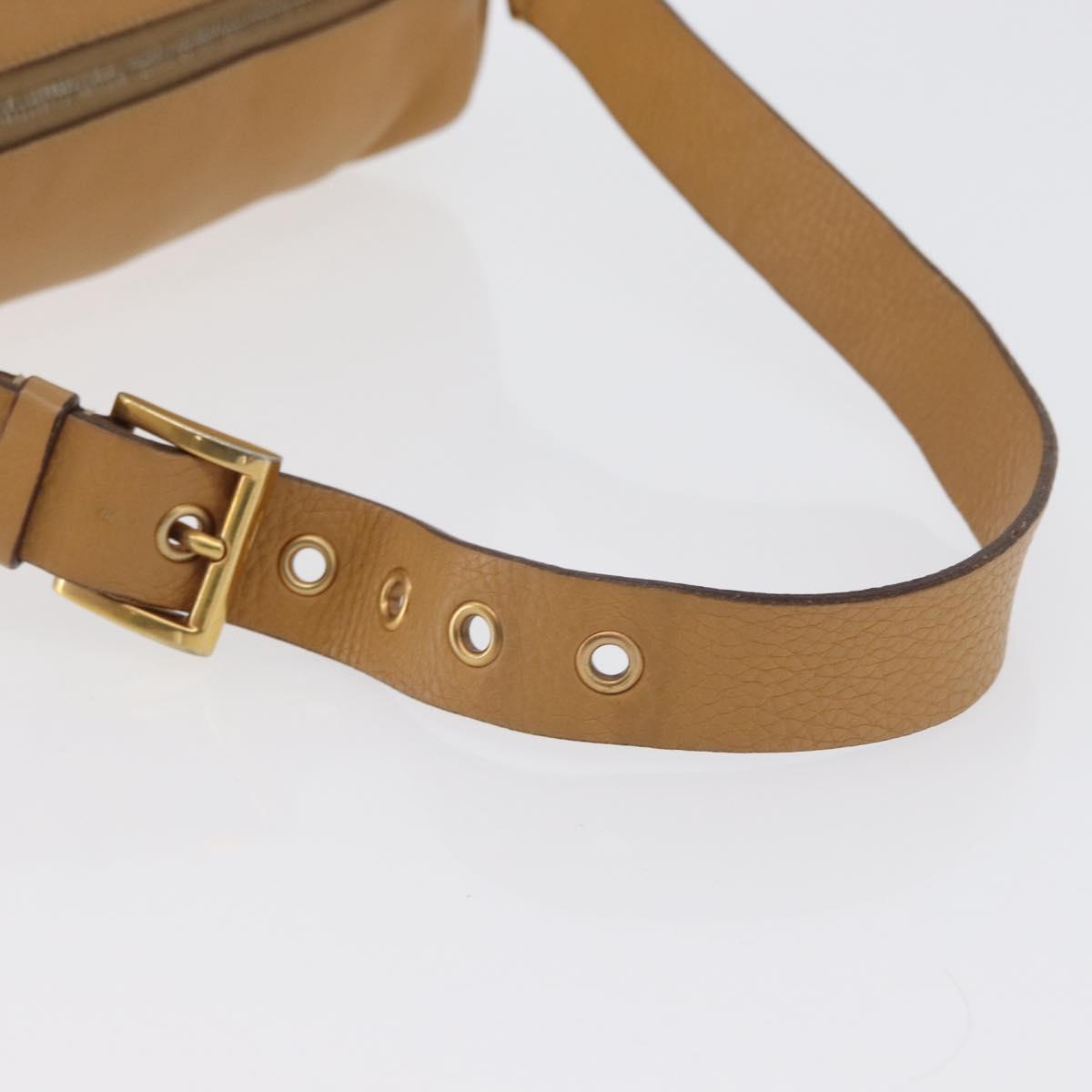 PRADA Shoulder Bag Leather Brown Gold Auth 172272