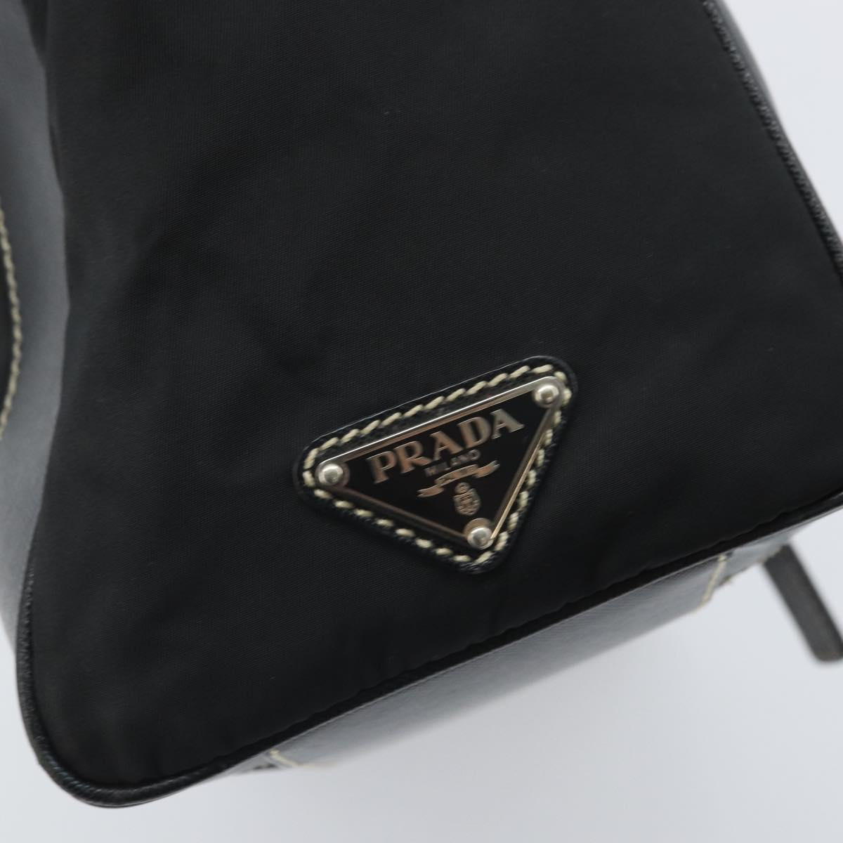 PRADA Tote Bag Nylon Black Silver Auth 172273A