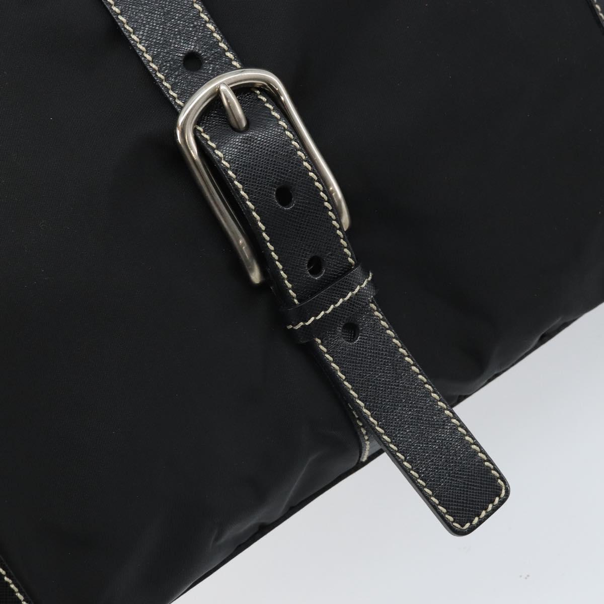 PRADA Tote Bag Nylon Black Silver Auth 172273A