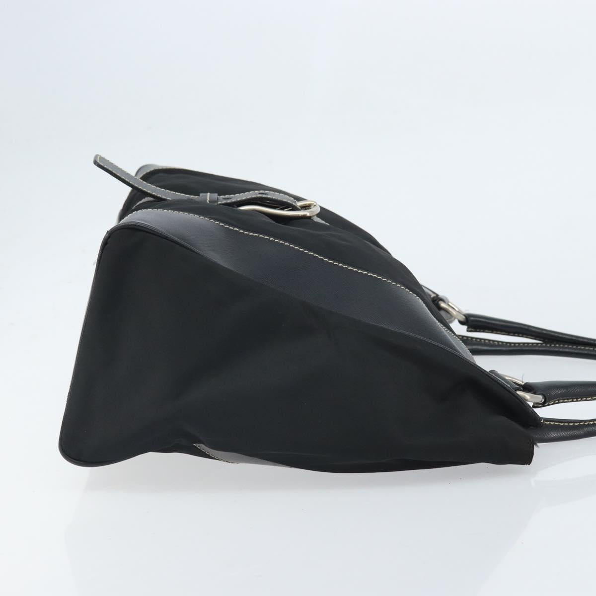 PRADA Tote Bag Nylon Black Silver Auth 172273A