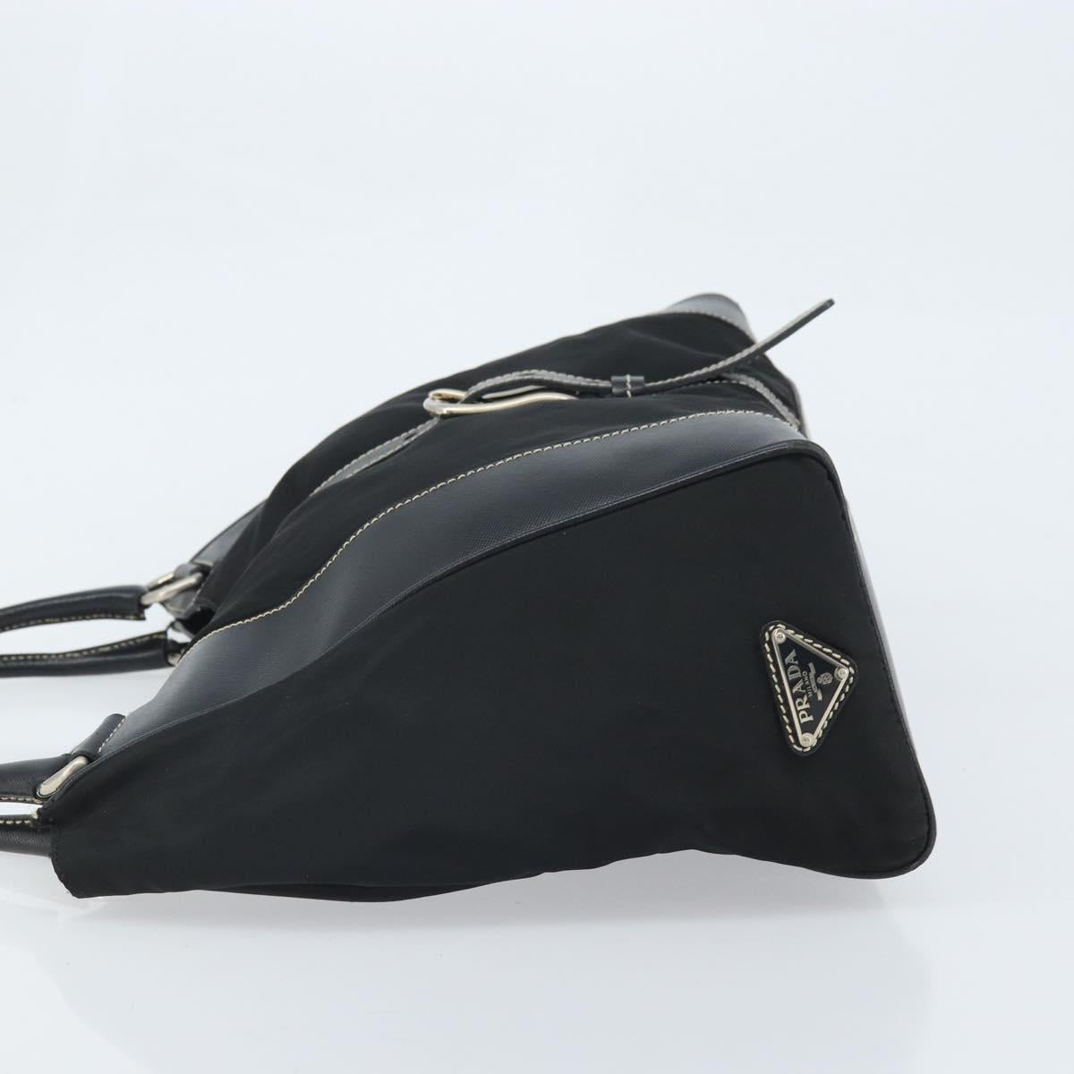PRADA Tote Bag Nylon Black Silver Auth 172273A