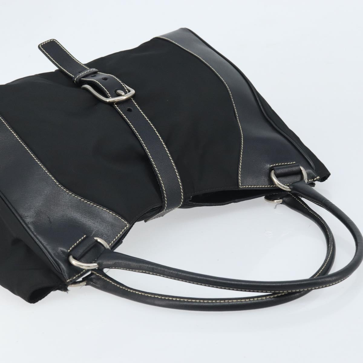 PRADA Tote Bag Nylon Black Silver Auth 172273A