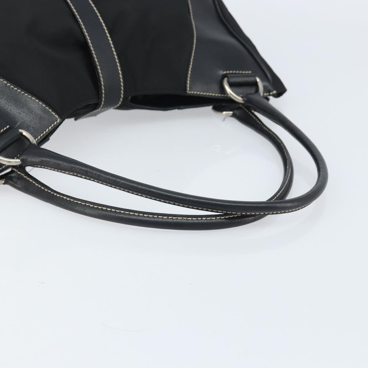 PRADA Tote Bag Nylon Black Silver Auth 172273A