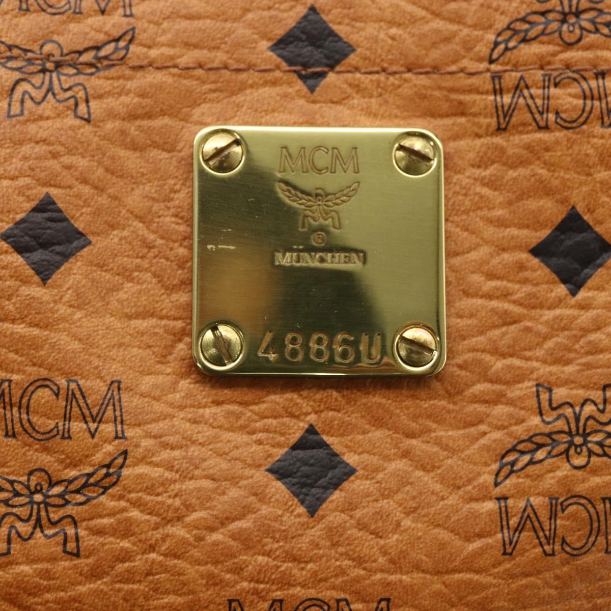 MCM Logogram Vicetos Tote Bag PVC Brown Gold Auth 172274