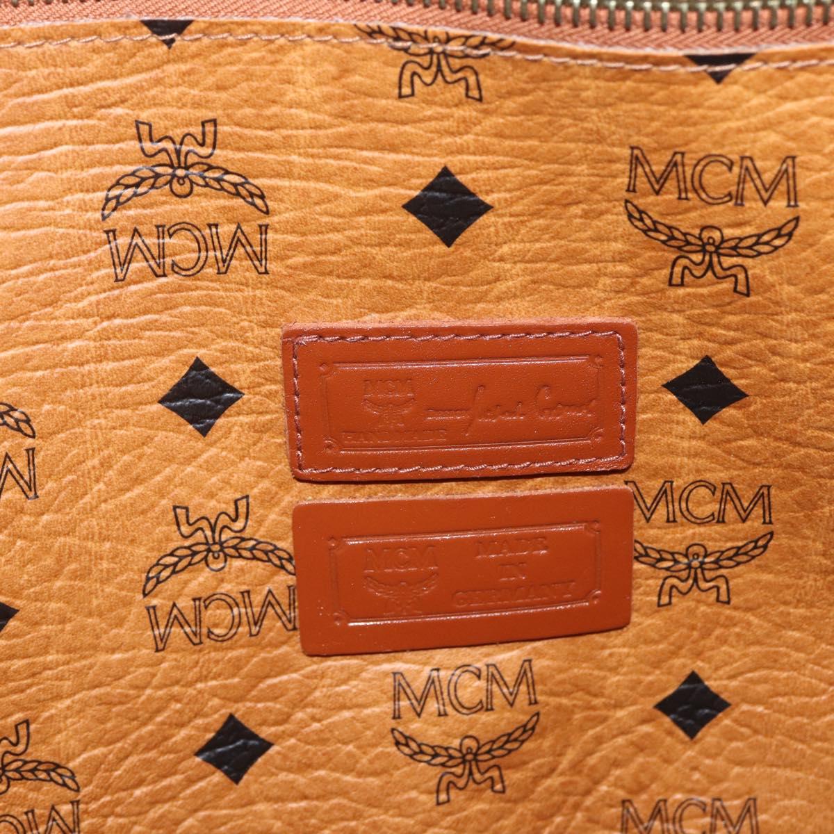 MCM Logogram Vicetos Tote Bag PVC Brown Gold Auth 172274