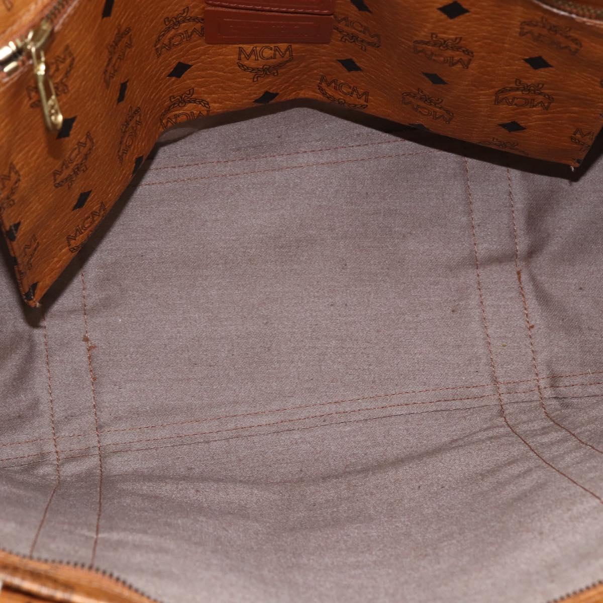 MCM Logogram Vicetos Tote Bag PVC Brown Gold Auth 172274