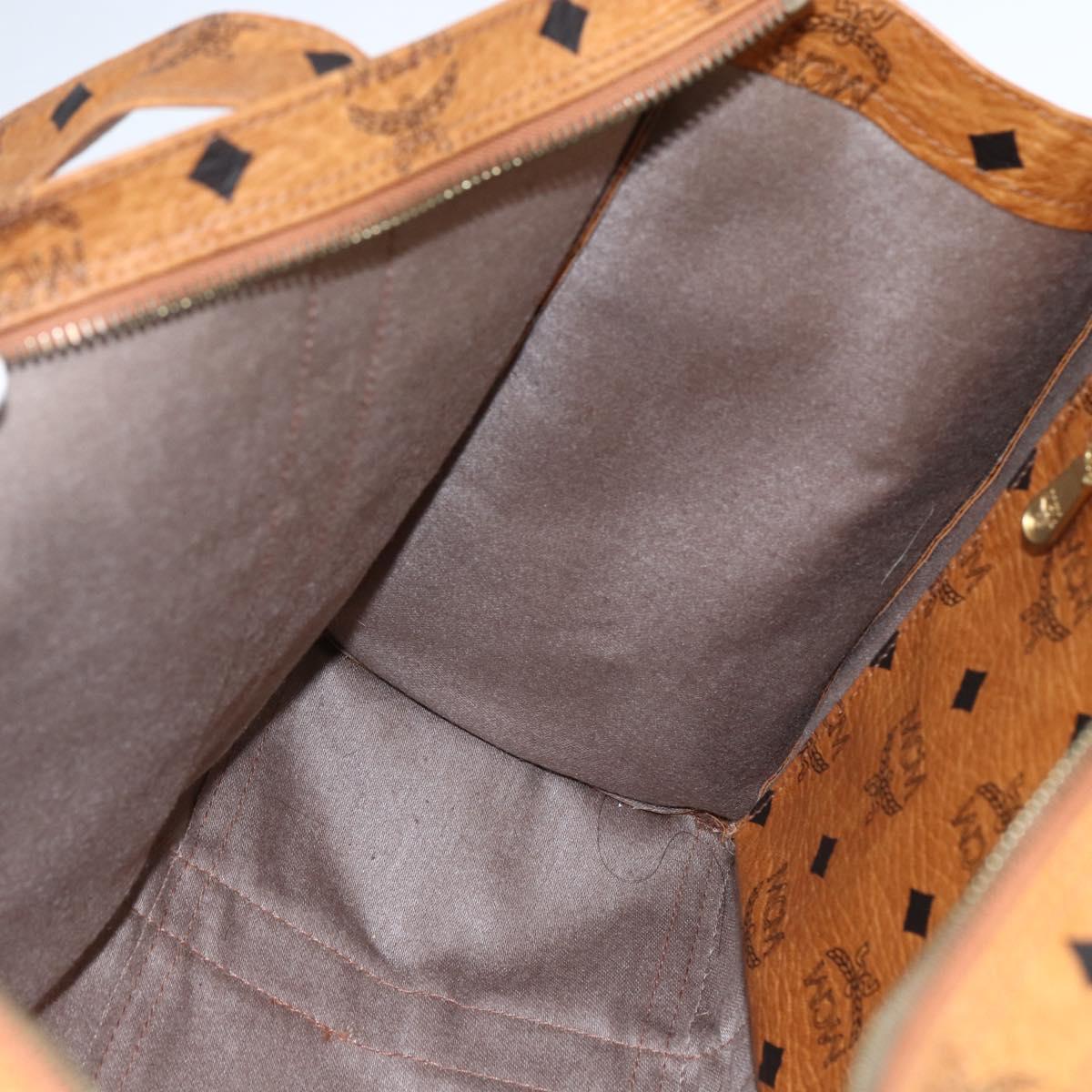 MCM Logogram Vicetos Tote Bag PVC Brown Gold Auth 172274