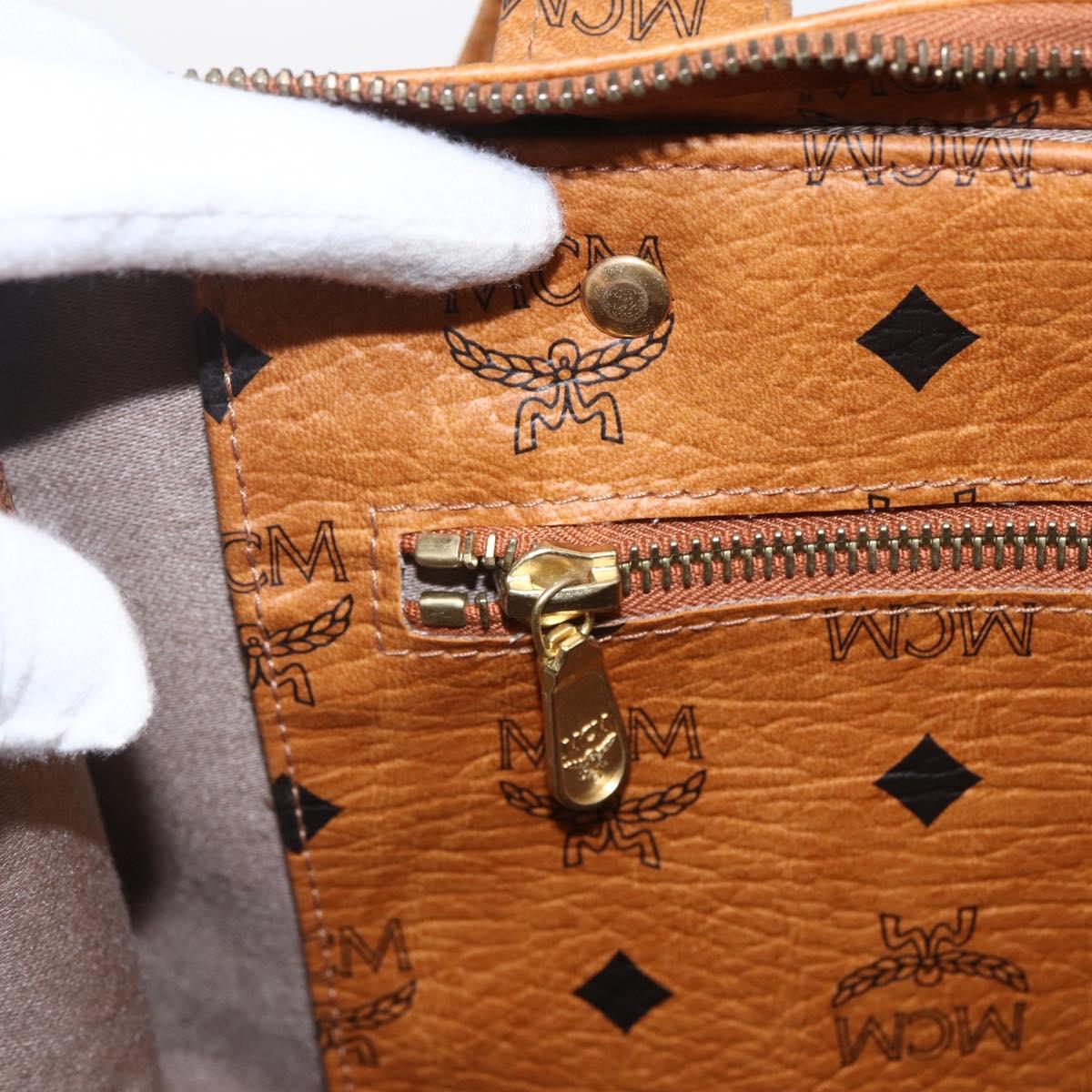 MCM Logogram Vicetos Tote Bag PVC Brown Gold Auth 172274