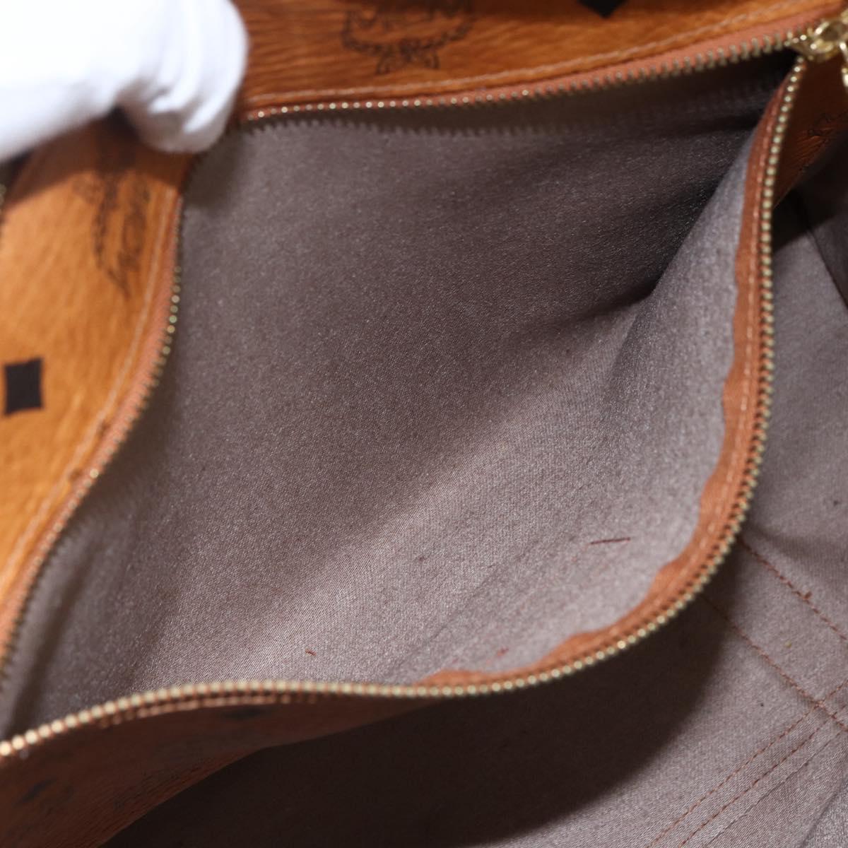 MCM Logogram Vicetos Tote Bag PVC Brown Gold Auth 172274