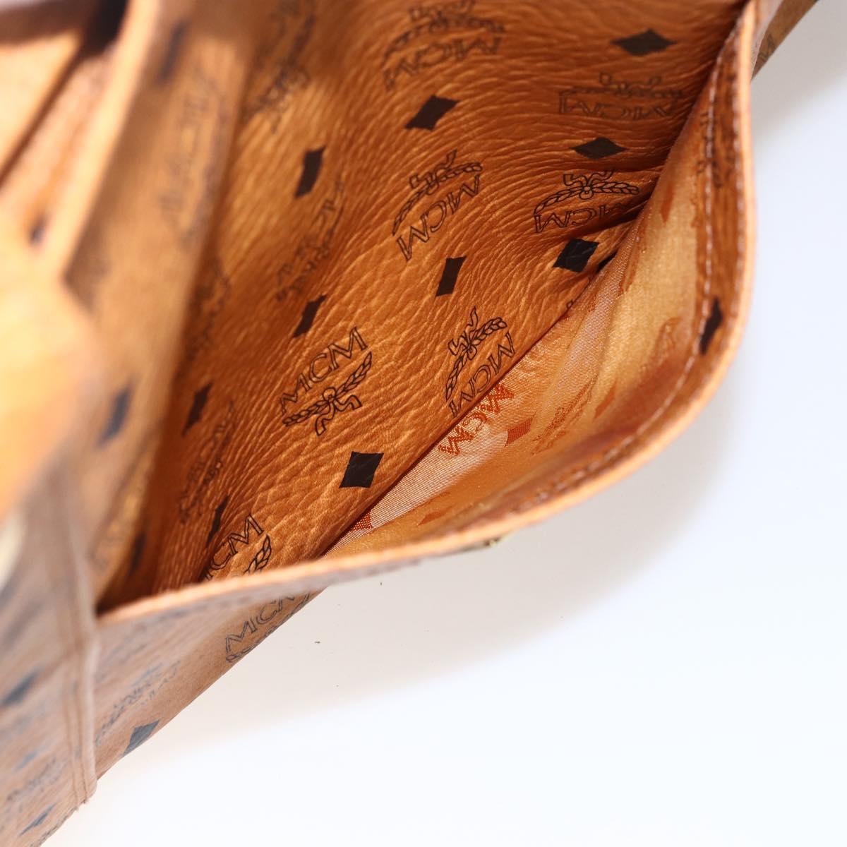 MCM Logogram Vicetos Tote Bag PVC Brown Gold Auth 172274