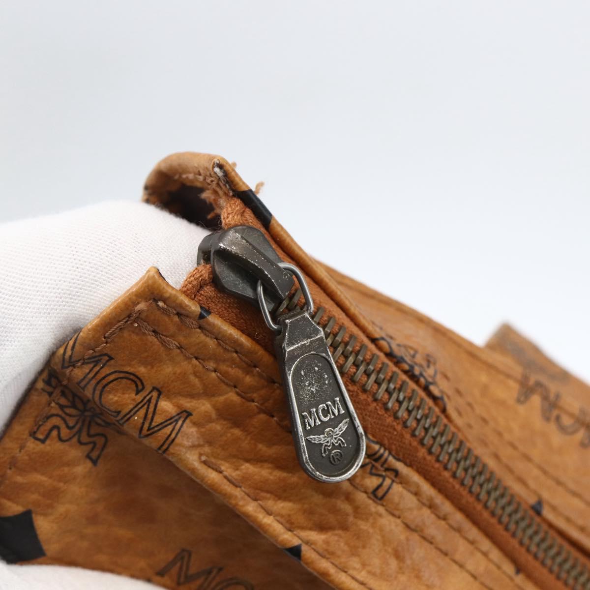 MCM Logogram Vicetos Tote Bag PVC Brown Gold Auth 172275