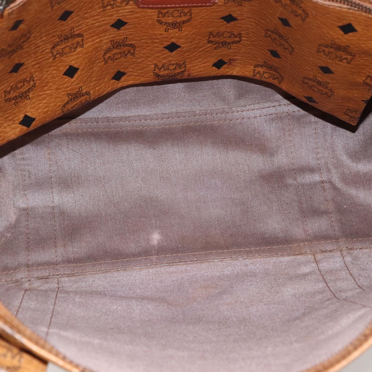 MCM Logogram Vicetos Tote Bag PVC Brown Gold Auth 172275