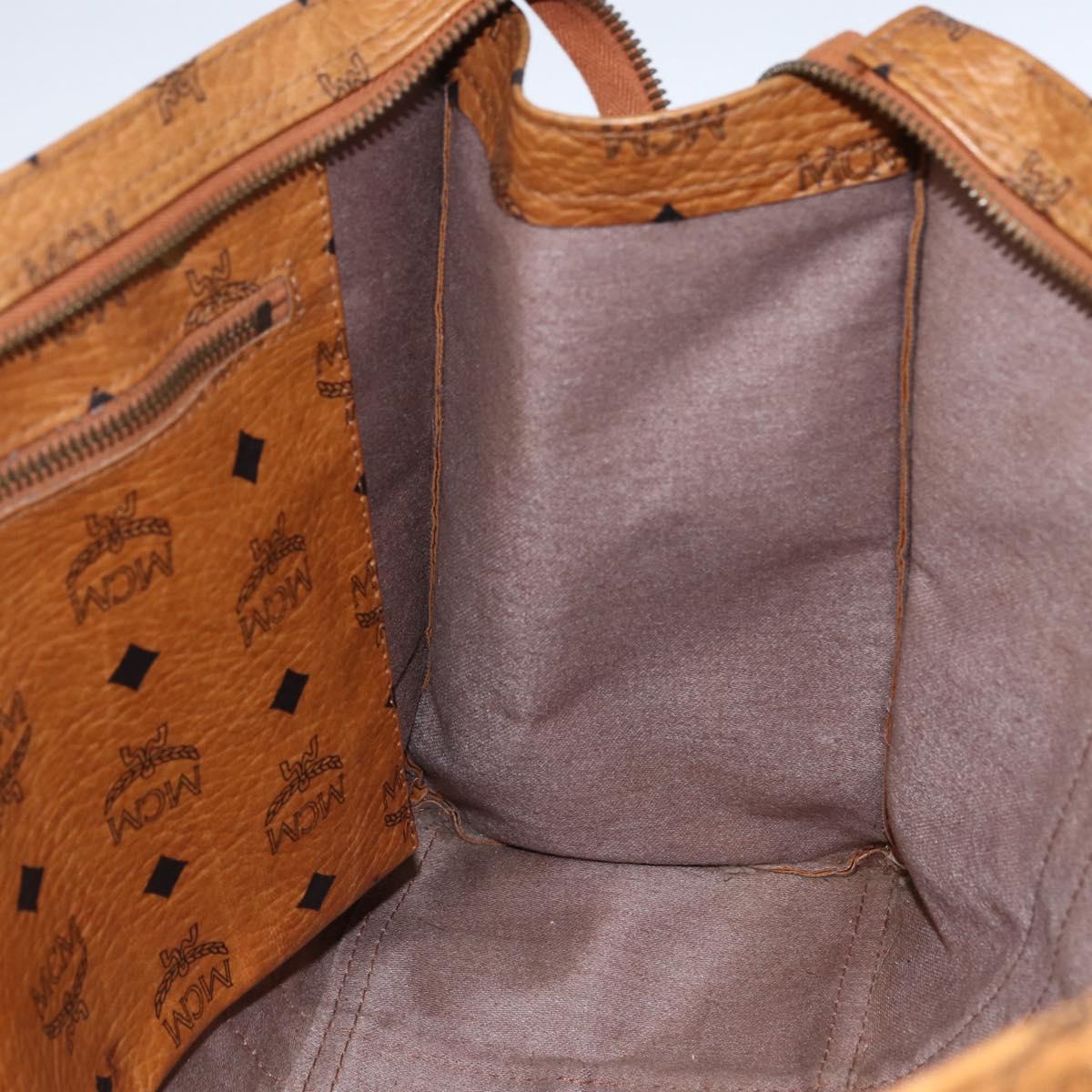 MCM Logogram Vicetos Tote Bag PVC Brown Gold Auth 172275