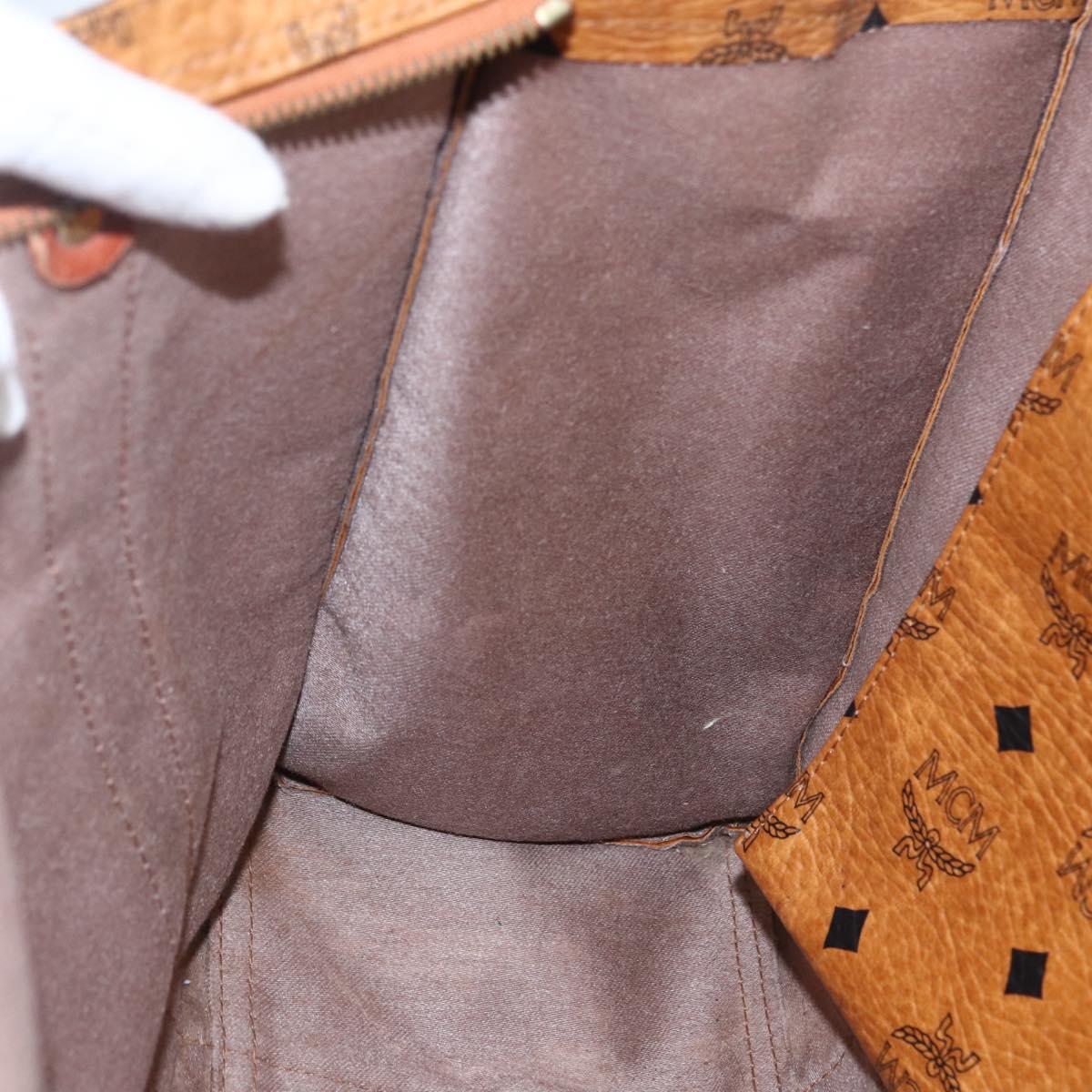 MCM Logogram Vicetos Tote Bag PVC Brown Gold Auth 172275