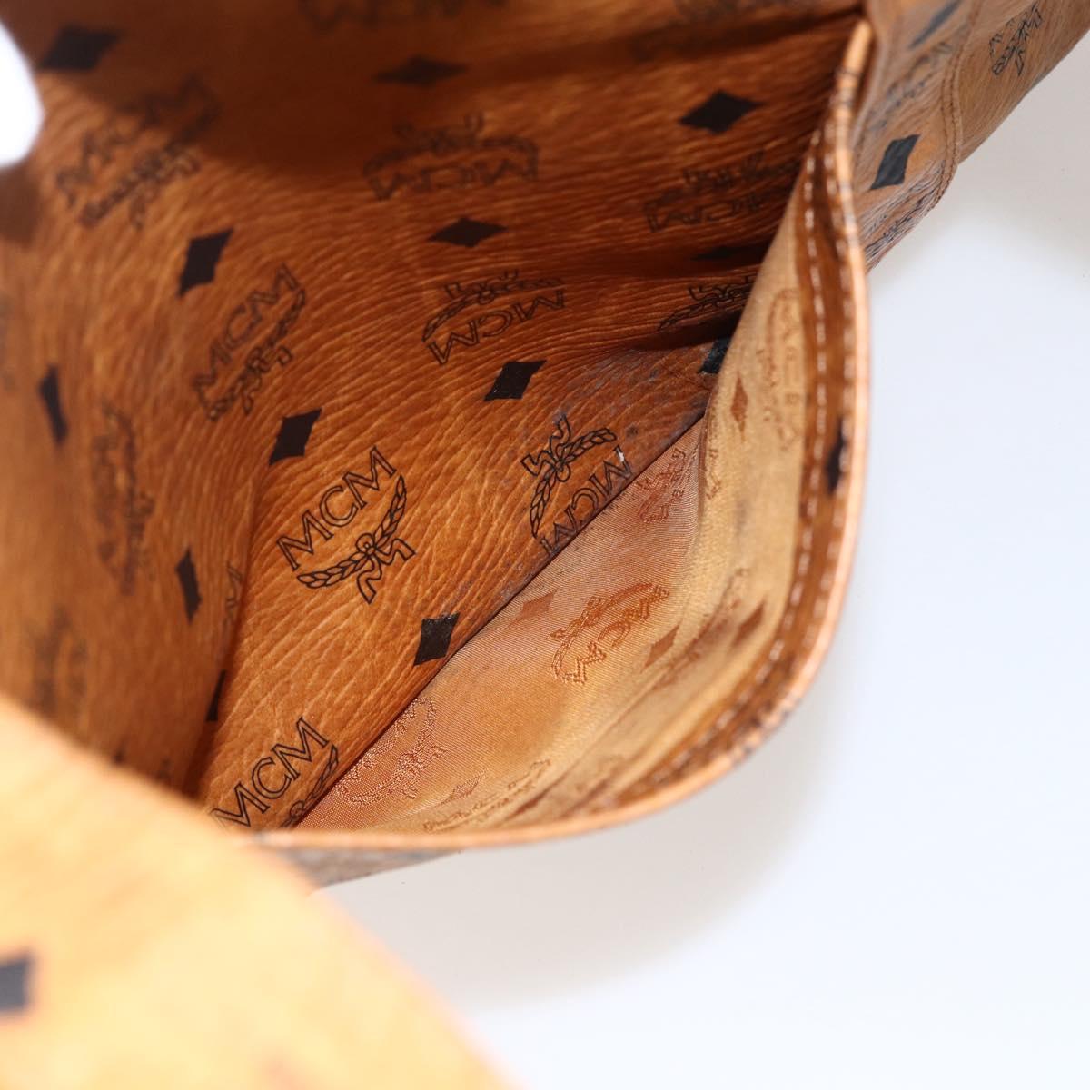 MCM Logogram Vicetos Tote Bag PVC Brown Gold Auth 172275