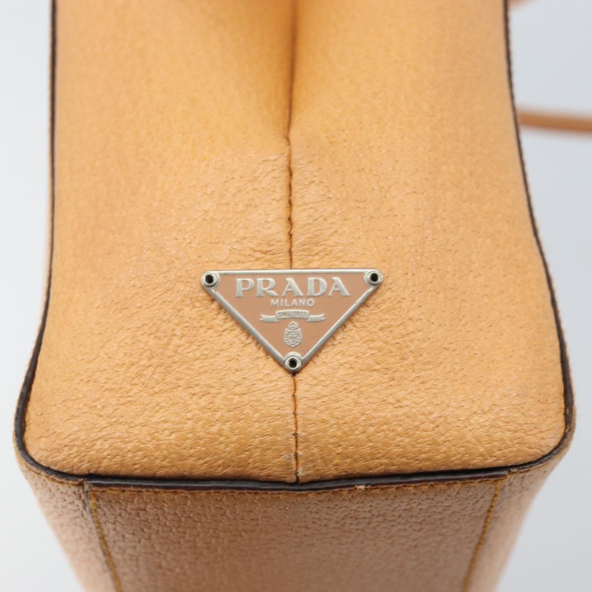 PRADA Hand Bag Leather Brown Silver Auth 172276